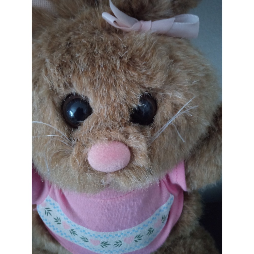 Vintage 1988 Fairview Industrial Corp Plush Bunny Rabbit Brown Pink Shirt Bow - Picture 2 of 10